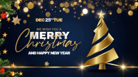 Black Illustrative Merry Christmas Online Video Card Digital Display (16:9) template