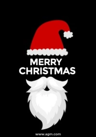 Black Illustrative Merry Christmas Santa Claus Hat A4 template