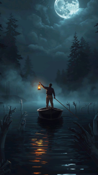 Black Mystical Night Journey Digitalt display Template