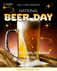 Black Illustrative National Beer Day Instagram Portrait template