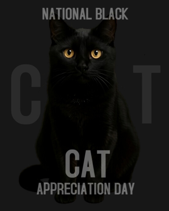 Black illustrative national black cat appreciation day instagram ...