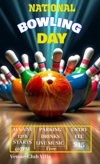 Black Illustrative National Bowling Day  Us L template