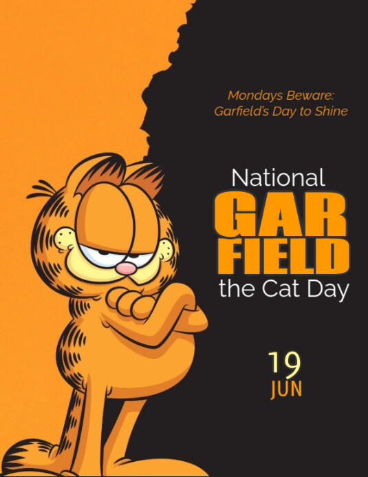 Black Illustrative National Garfield The Cat Day Flyer (us Letter) Pamflet (VSA Brief) template