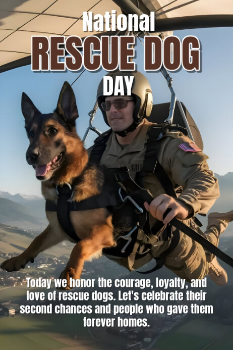 Black Illustrative National Rescue Dog Day Poster Template | PosterMyWall