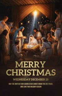 Czarny Christmas Nativity Poniekoerant Template