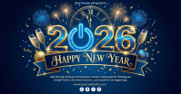 Black Illustrative New Year Digital Display (16:9) auf Facebook geteiltes Bild template
