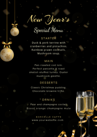 Black New Year's Special Menu A4 Template