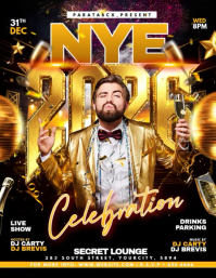 Black Illustrative New Year Party Celebration Creative Flyer (us Letter) template