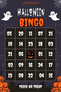 Black Illustrative Orange Illustrative Halloween Bingo Card Banner 4' × 6' template