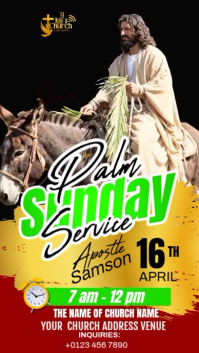Black Illustrative Palm Sunday Service Digital Display Video template