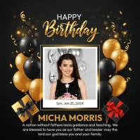 Black Illustrative Pastor Birthday Celebration Square (1:1) template