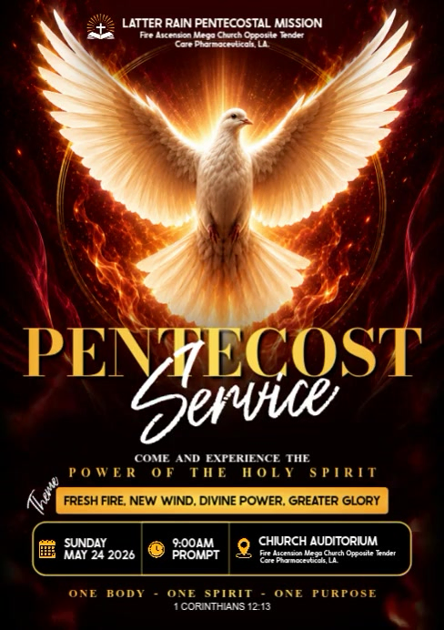 Black Pentecost Service A4 Template | PosterMyWall