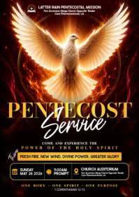 Black Illustrative Pentecost Service A4 template
