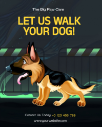 Black Dog Walking Service Instagram Portrait Template