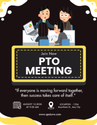 Black Illustrative PTO Meeting Flyer/black/yellow/company/virtual/corporate/invitation/meeting Volante (Carta US) template