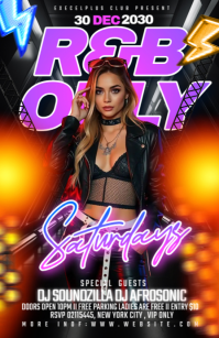 Black Illustrative R&b Saturday Night Club Party Tabloid template