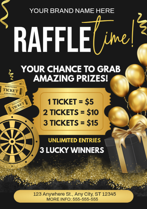 Blake Raffle Templat Black Raffle Event A4 Template | PosterMyWall