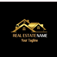 Black Illustrative Real Estate Logo  Logo template