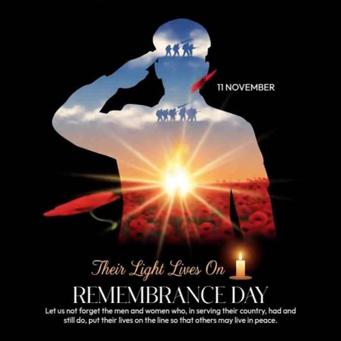 Black Illustrative Remembrance Day Instagram Post Template | PosterMyWall