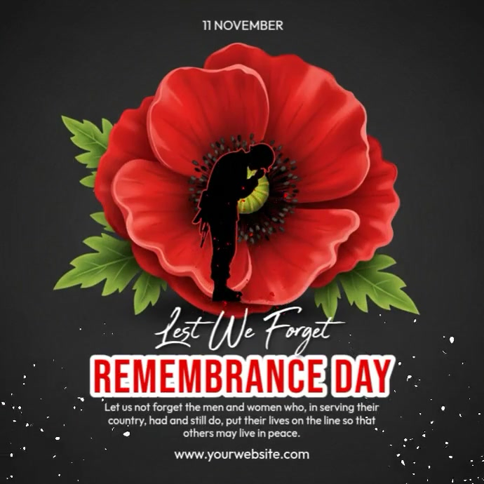 Black Illustrative Remembrance Day Instagram Post Template | PosterMyWall