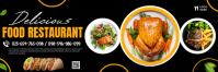 Black Illustrative Restaurant Food Banner Template Banner 2' × 6'