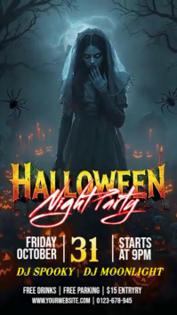 Black Halloween Night Party Facebook Story Template
