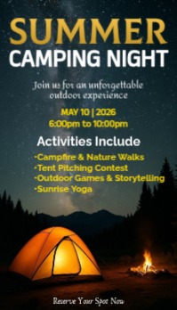 Black Illustrative Summer Camping Night Business Card Visitkort template