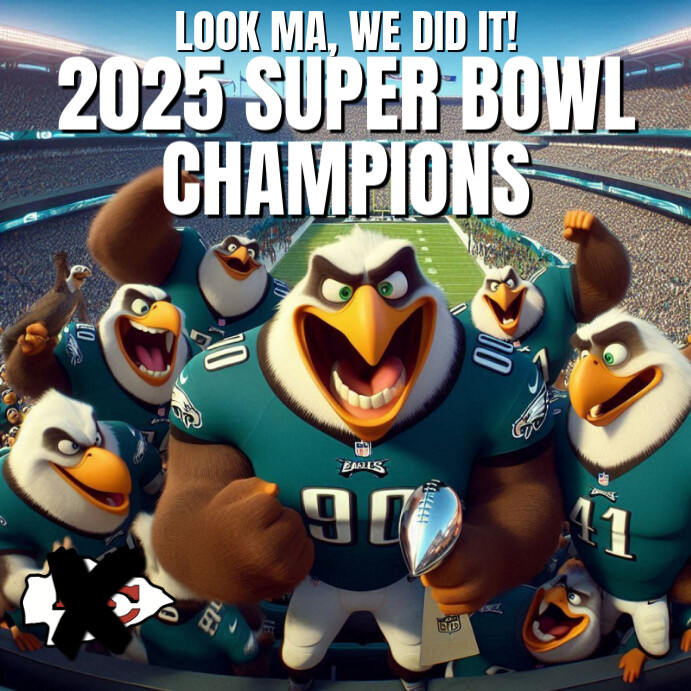 Black Illustrative Super Bowl 2025 Champs Instagram Post template