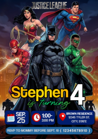 Negro Superhero Birthday Party A4 Template