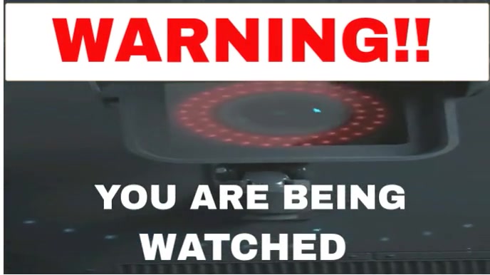 Black Illustrative Surveillance Warning Sign Video  Digital Display (16:9) template