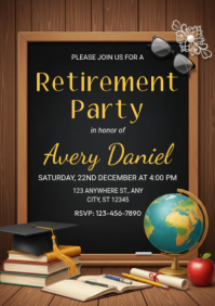 Black Illustrative Teacher Retirement Invitation A2 template