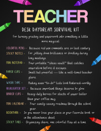 Black Illustrative Teacher Survival Kit  Flyer (us Letter) template