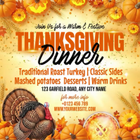 Black Illustrative Thanksgiving Dinner Party Invitation Instagram Post template