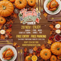 Black Illustrative Thanksgiving Dinner Party Invite Instagram Post template