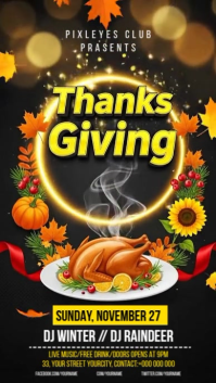 Black Illustrative Thanksgiving Instagram Story template