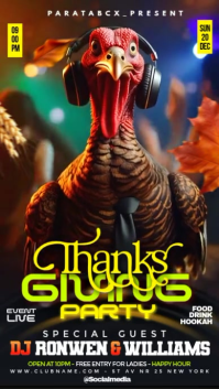 Black Illustrative Thanksgiving Night Club Party Instagram Story template