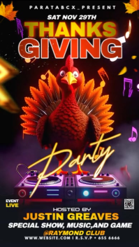 Black Illustrative Thanksgiving Party Invitation Instagram Story template