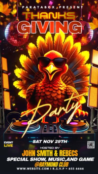 Black Illustrative Thanksgiving Party Templtae Instagram Story template