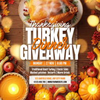 Black Illustrative Thanksgiving Turkey Giveaway Instagram Post template