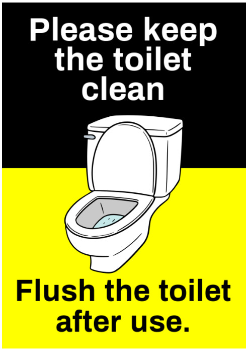 Black Illustrative Toilet Sign Poster  A4 template