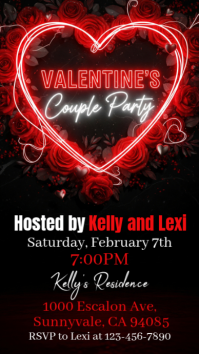 Black Illustrative Valentine's Couple Party Instagram Story template