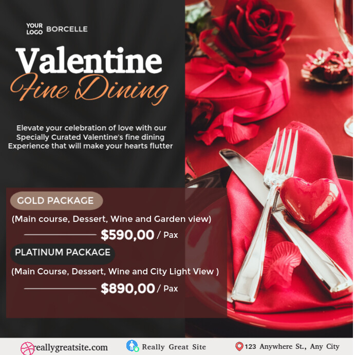 Black Illustrative Valentine's Fine Dining Instagram Post template