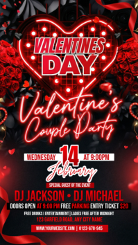 Black Illustrative Valentines Couple Party Instagram Story template
