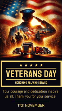 Black Illustrative Veterans Day  Instagram Story template