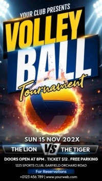 Black Illustrative Volleyball Tournament Instagram Story template