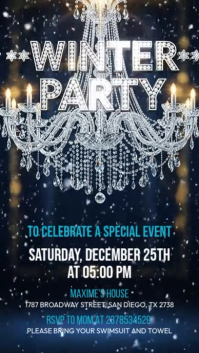 Black Illustrative Winter Party Invitation Instagram Story template
