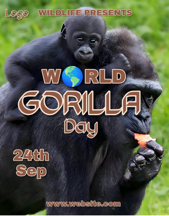 Copy of Black Illustrative World Gorilla Day Poster/w | PosterMyWall
