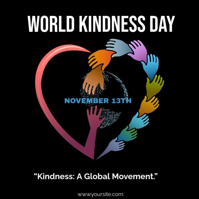 Black Illustrative World Kindness Day Instagram Post Template ...