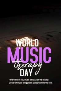 Black Illustrative World Music Therapy Day  Pinterest Graphic template