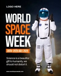Black Illustrative World Space Week  Instagram Portrait template